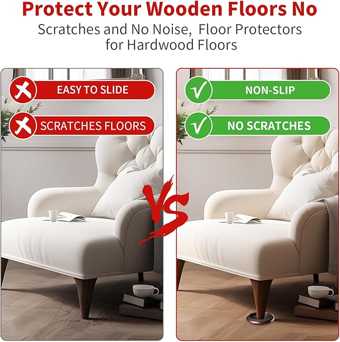 Ezprotekt 2 inch Non Slip Wood Furniture Pads for Hardwood Floors, 16 Pcs Round Anti Slip Furniture Coaster Cups Floor Protectors with Anti-Slide EVA for Chair Sofa Table Bed Couch (Dark Brown)