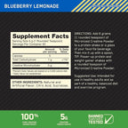 Optimum Nutrition Creatine Monohydrate Powder - Blueberry Lemonade Creatine, 60 Servings