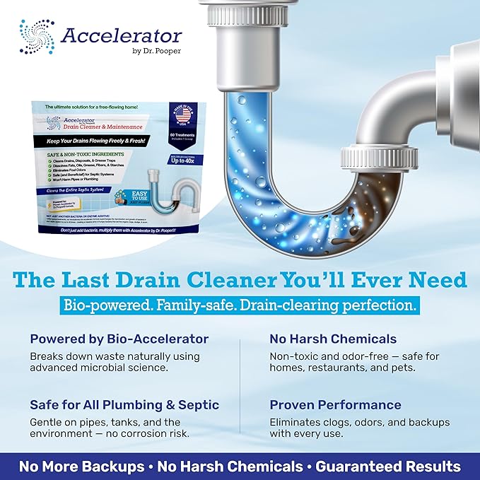 Drain Cleaner & Maintenance - Keeps Drains, Pipes, & Grease Traps Clean and Flowing Smoothly - Eliminates Odors - Non-Toxic & Pesticide-Free - Septic-Friendly - Made in USA