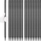 24 Inches Straight Rebar Stakes(20-Pack), 1/2" Diameter Steel Metal Stakes for Garden with Chisel Point End Heavy Duty Ground Anchors for Landscape, Concrete Form, Camping & Trapping Black