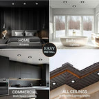 NUWATT Black 4 Inch Gimbal LED Recessed Lighting, 2700K/3000K/3500K/4000K/5000K Selectable, 630LM, Dimmable, Damp Rated, Adjustable Lens Canless Lights for Sloped Ceiling, Metal Junction Box, 6 Pack