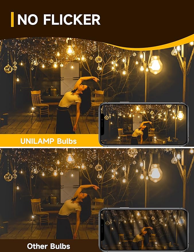 UNILAMP Edison Bulbs 40 Watt, Vintage Light Bulbs, A19 Antique Incandescent Light Bulbs, E26 Dimmable Decorative Light Bulb, Warm White 2700K, 110-130V, 4 Pack