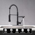 AIMADI Black Kitchen Faucet with Pull Down Sprayer, Commercial Single Handle High Pressure Kitchen Faucet Black with Deck Plate