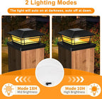 Solar Post Cap Lights Outdoor 8Pack [LED Bulb, 2 Brightness Setting] Fence Post Solar Lights Waterproof for 4x4 5x5 or 5.5x5.5 Wood Posts, Warm Bright Bulb Lighting for Garden Deck Yard