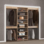 Closet Organizer, Walk-In Closet Wood Tower System, 72" Wide, Wall-Mounted Bedroom Wardrobe Storage