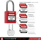 TRADESAFE Lockout Tagout Locks Set - 10 Red Keyed Alike Padlocks, 2 Keys Per Lock, OSHA Compliant Loto Locks for Lock Out Tag Out Stations, Premium Grade
