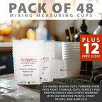 Custom Shop Paint Mixing Cups, 5-Quart (48 Pack) - Plastic Measuring Cups for Liquids, Automotive Painting, Epoxy Resin, Acrylic Arts, Crafts, Disposable or Reusable, Graduated, Mixing Ratios
