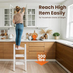 GameGem 3 Step Ladder, Foldable Step Stool with Anti-Slip Pedal, Portable Iron Stepladder for Home and Kitchen, Easy to Store-Cream Chocalate(300LBS)