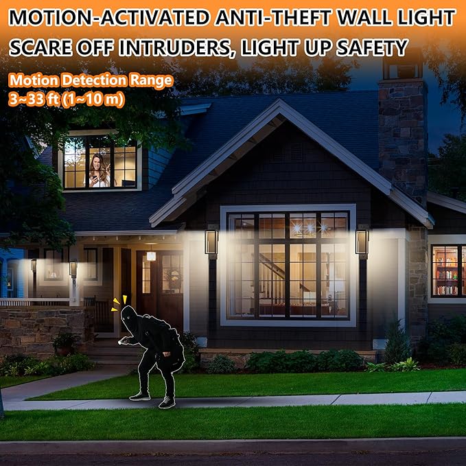 Dusk to Dawn Outdoor Wall Light with Built-in LED, 3 Adjustable Modes, All Aluminum Waterproof IP65 - Exterior Light Fixture for Porch, Garage, Front Door, House