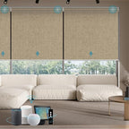 SmartWings Motorized Smart Blinds with Remote, Automatic Blackout Roller Shade Work with Alexa Homekit Thread Google Z-Wave, Electric Blind for Window, Custom Width Up to 110" W,Bouvardia Light Brown