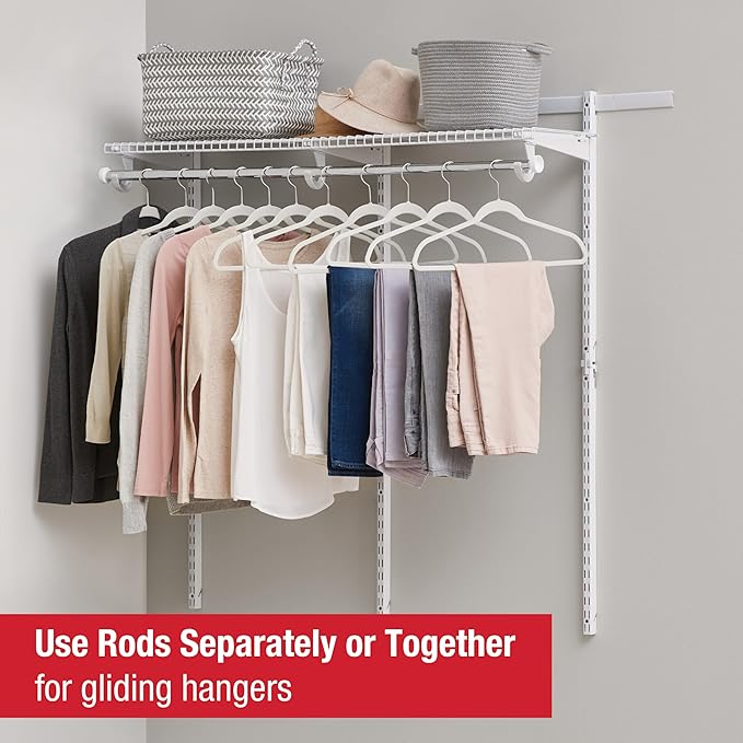 Rubbermaid Configurations Custom Closet Kit 2-4 Ft. Adjustable Metal Wire Shelving White Finish Expandable Organization System Hardware Included for Home Closet/Pantry/Laundry/Mudroom