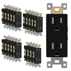 ENERLITES 20 Pack Black Decorator Receptacle, Standard Electrical Wall Outlet, 15A 125V, Self-Grounding, 2-Pole, 3-Wire, 5-15R, UL Listed, 61502-TR-BK, Tamper Resistant