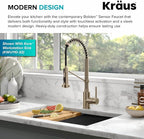 KRAUS Bolden Touchless Sensor Commercial Style 2-Function Single Handle Pull Down Kitchen Faucet in Spot-Free Antique Champagne Bronze, KSF-1610SFACB