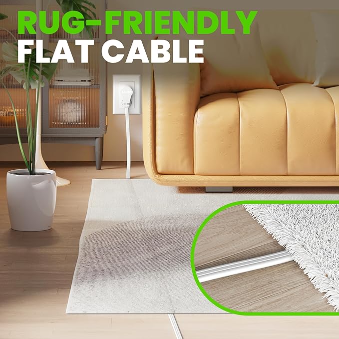 GEARit 360 Rotating Flat Plug Extension Cord (20ft, White) Multi 3-Outlet Extension 16 AWG Wire, Adapter for Small Spaces, Right Angle Socket, ETL Certified - 20 Feet