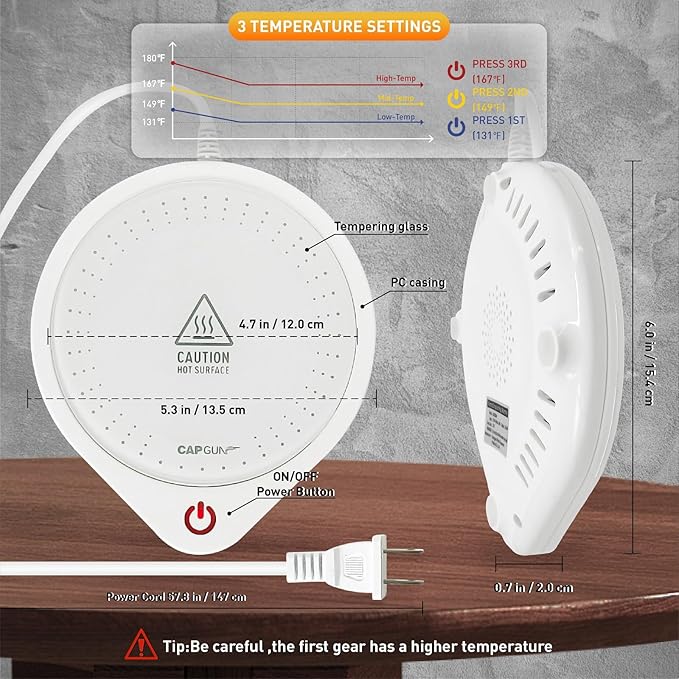 Coffee Mug Warmer,Electric Beverage Warmers, Cup Warmer for Heating Coffee, Beverage, Milk, Tea and Hot Chocolate (White)