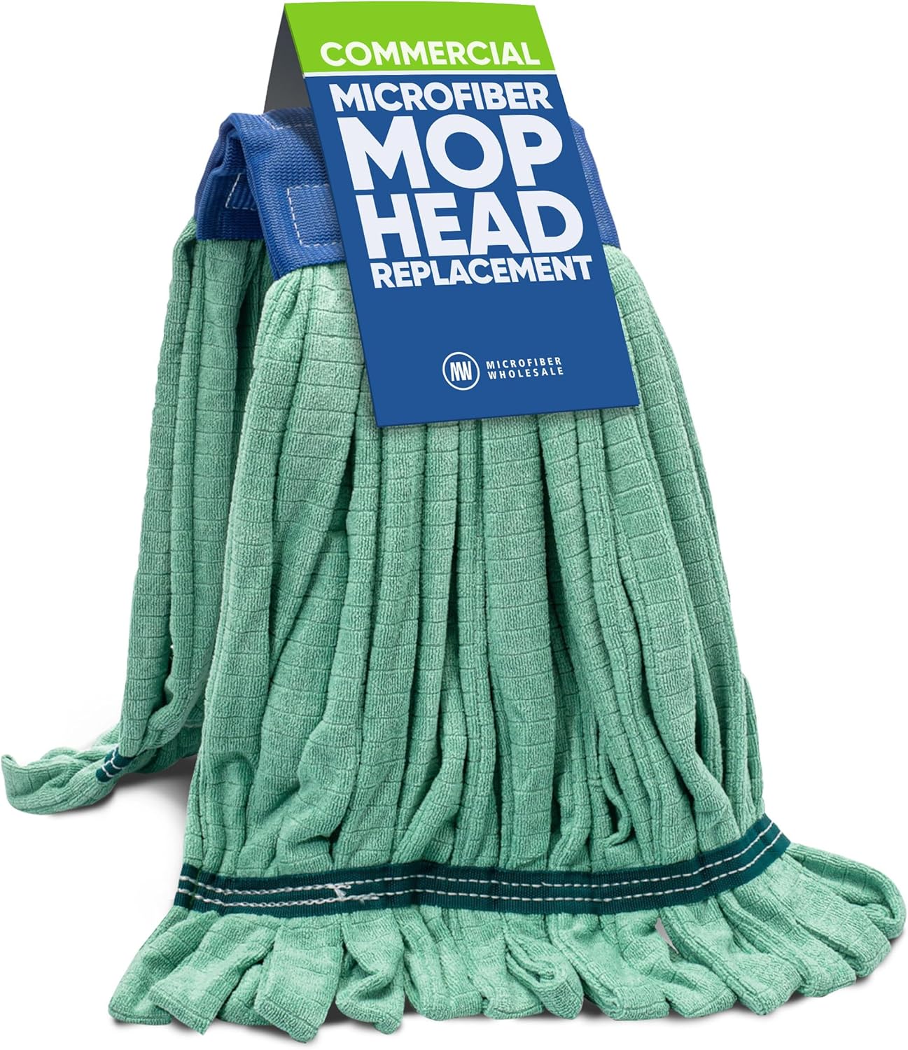 Commercial Mop Head Replacement – 1 Pack Large Green Microfiber Tube Mop (18 oz.) | Industrial Wet Mops | Washable Refill, Reusable, Heavy Duty, Looped End Mopheads | Hardwood, Concrete