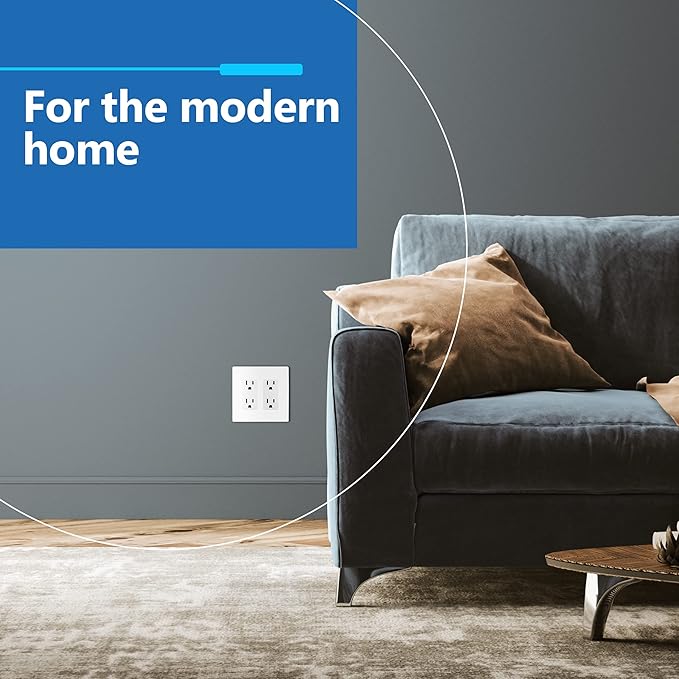 LIDER Matte Finish Double Decorator Switch Cover, Screwless Wall Plate, Mid-Size 2-Gang 4.88" x 4.92", Unbreakable Polycarbonate Thermoplastic, UL Listed, LSWP-32M-W5P, White, 5 Pack