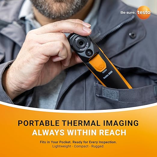 testo 860i Wireless Thermal Imaging Camera Set for iPhone & Android - Thermal Imager with Carrying Pouch & USB-C Cable - Handheld Infrared Camera 256 x 192 Resolution & -4 to +662 °F Measurement Range