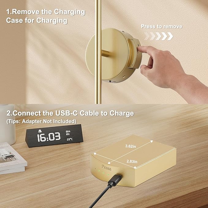 Removable Battery Operated Wall Sconces with Remote Control 350°Rotate LED Wireless Wall Lights with 3 Color Temperatures & Dimming for Bedroom, Hallway,24.4 Inch (2 Pack)