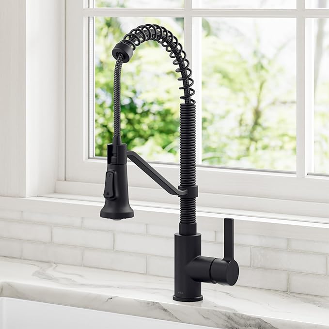 KRAUS Britt Commercial Style 2-Function Single Handle Pull Down Kitchen Faucet in Matte Black, KPF-1693MB