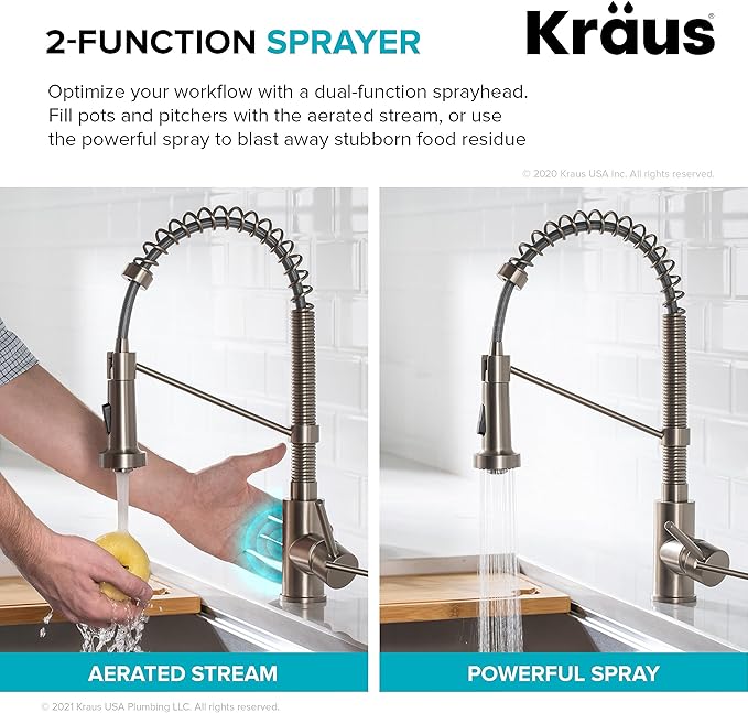 KRAUS Bolden Touchless Sensor Commercial Style 2-Function Single Handle Pull Down Kitchen Faucet in Matte Black, KSF-1610MB
