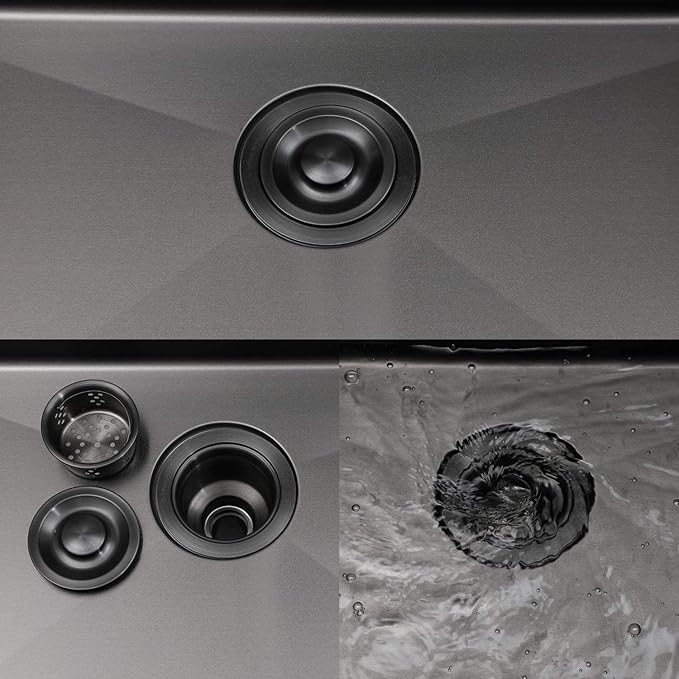 SHACO 33 Inch Black Undermount Kitchen Sink, 33x19 Gunmetal Black Stainless Steel Workstation Single Bowl Basin Wet Prep Undermount Kitchen Sink with Cutting Board