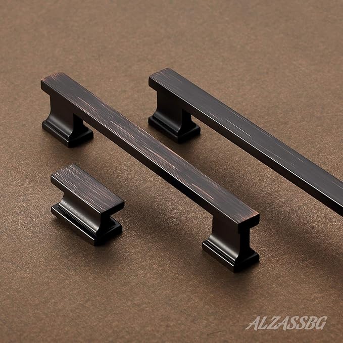 Alzassbg 10 Pack Oil Rubbed Bronze Cabinet Pulls, 6-1/4 Inch(160mm) Hole Centers Kitchen Cabinet Handles for Cabinets and Drawers AL3061ORB