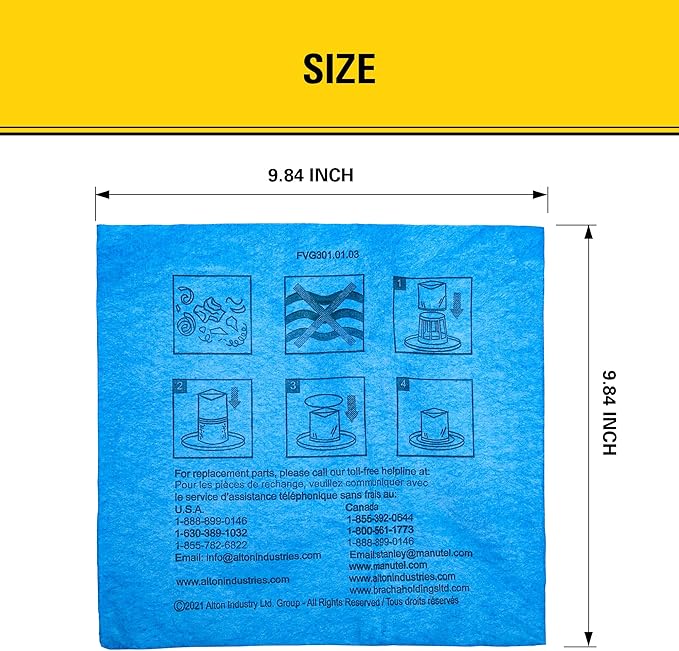 STANLEY Reusable Dry Filter Bag for 1-5 Gallon Wet/Dry Vacuum 25-1217, Compatible with SL18129, SL18130, SL18133, SL18136, SL18301-4B, SL18115P, SL18115, 3 Pack