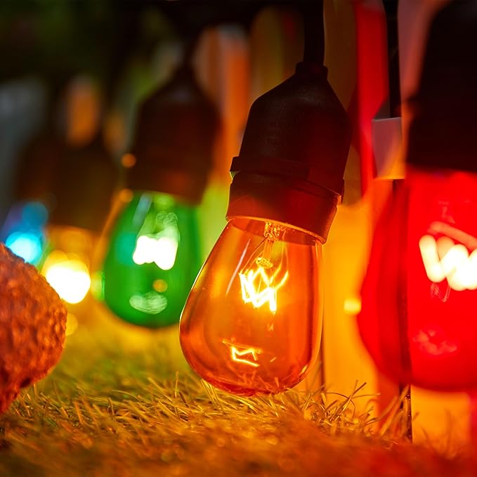 S14 Christmas Replacement Light Bulbs, 20 Pack Glass Edison Vintage Bulbs, 11 Watt, E26 Medium Base, Waterproof Commercial Christmas Bulb for Indoor Outdoor Home Patio Garden Decoration, Multicolor