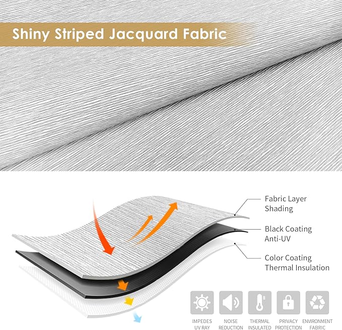 ALLBRIGHT 100% Blackout Roller Blinds Woven Shades with Striped Jacquard, Cordless Window Shades, UV Protection Fabric, Easy-Install for Indoor Home & Office, White, 31" W x 72" H