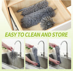 Cobweb Duster with Extension Pole, 100'' Microfiber & Chenille Ceiling Cleaner Kit, Reusable Feather Duster, Bendable, Washable
