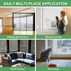 Window Screen Repair Kit, Screen Door Repair Kit, 0.14"X100' Screen Spline for Window Screen, 5 in 1 Screen Replacement Kit, Screen Roller Tool Round Retainer Spline Removal Hook Ruler Cutter