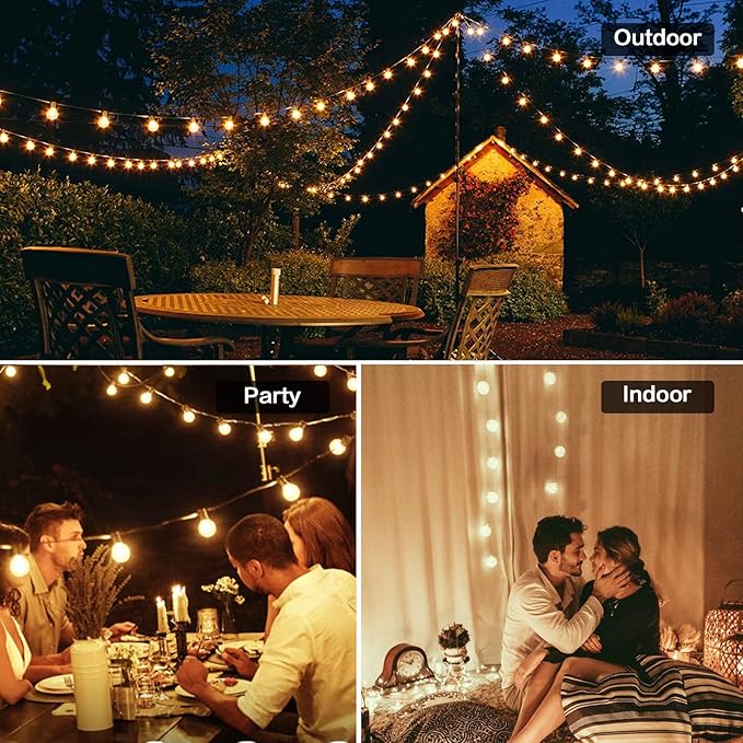 25Pack G40 LED Replacement Bulbs, E12 Candelabra Base, 1W (7W Equivalent) Dimmable 2700K, Shatterproof Plastic Globe for Outdoor String Lights, Patio, Porch, Christmas, Wedding, Cafe & Bistro