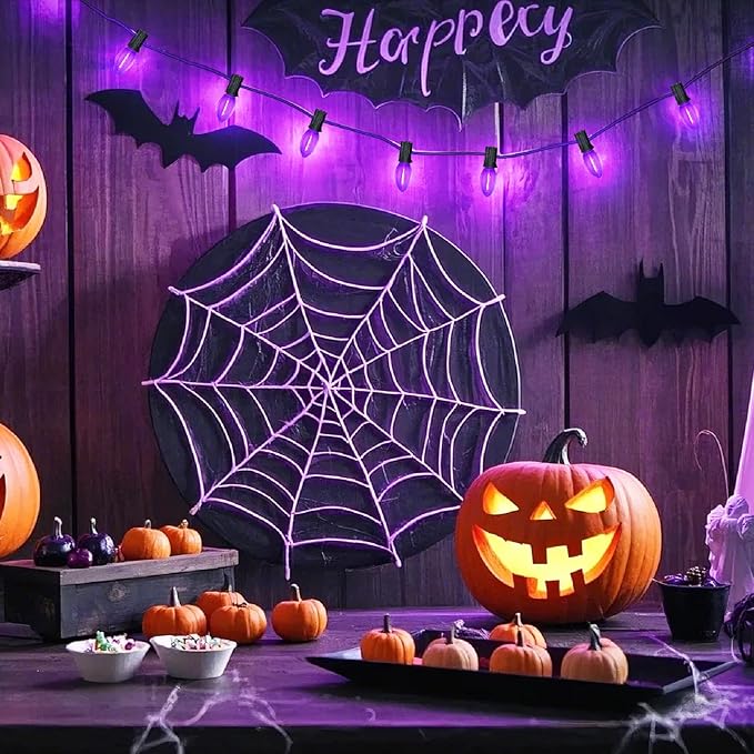 C7 Halloween Light Replacement Bulbs, Led Clear Purple Light Bulbs, 0.6 W C7 Bulb E12 Candelabra Base for Christmas Thanksgiving Xmas Tree Holiday Patio Outdoor String Lights Decor -12 Pack