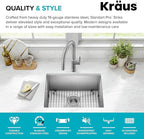 KRAUS Standard PRO 23-Inch 16 Gauge Undermount Single Bowl Stainless Steel Kitchen Sink, KHU101-23