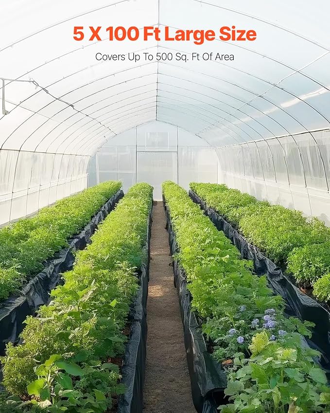 VEVOR 10 Mil Plastic Sheeting Heavy Duty 5' x 100', Thick Plastic Sheeting Roll, Plastic Drop Cloth Painters Tarp, Polyethylene Covering for Crawl Space Vapor Barrier, Multi-Purpose, Black