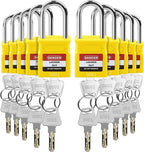 Lockout Tagout Locks - 10 Pack Yellow Loto Locks, Keyed Alike Padlock OSHA Compliant Lock Out Tag Out Lock, Safety Padlocks for Electrical Lockout Tag Out Kits