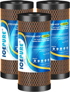 ICEPURE 5 Micron 4.5" x 10" CTO10BB-KDF Whole House Water Filter Coconut Shell Activated Carbon and KDF Heavy Metal Removal Water Filter Replacement for Home, 3PACK