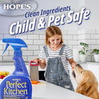 HOPE'S Perfect Kitchen Cleaner Spray - 32 Oz No-Residue All Purpose Cleaning Spray - Multisurface Degreaser for Counters, Stoves, Microwaves, and More - Pet and Home Safe - Pack of 12