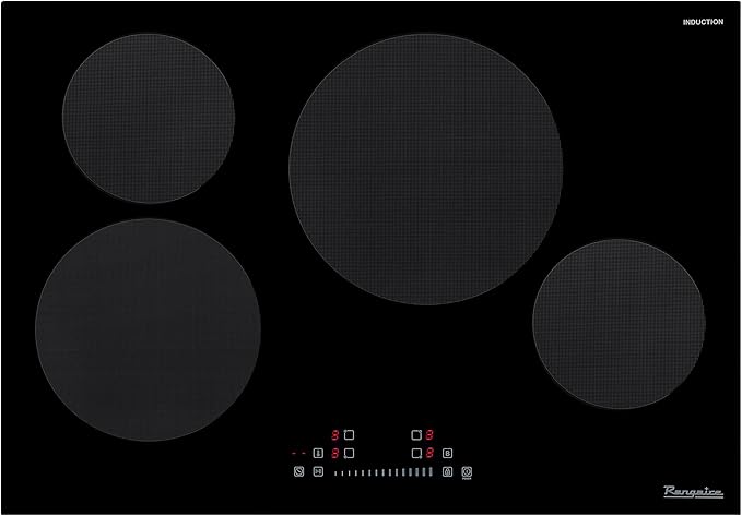 Rangaire RCI301S 30" Induction Cooktop, 8100W, 4 Burners, Built-in Stove Top, Booster & Timer, 9 Power Levels, Slide Touch Control, Child Safety Lock, 240V Hard Wire, Ceramic Surface
