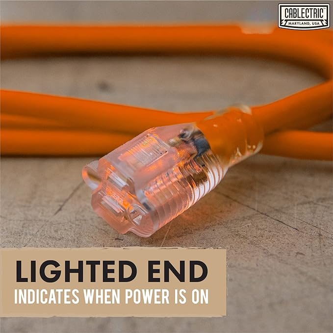 12 Gauge Extension Cord 100 ft, 12/3 SJTW 100 Foot Heavy Duty 3 Prong, Weatherproof Outdoor Power Cord Orange 15 Amp, Great for Major Appliances