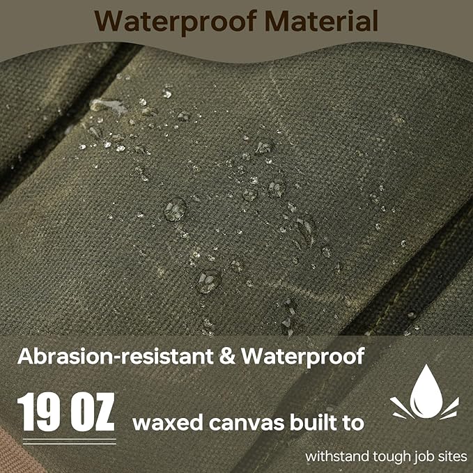 13in Tool Bag, Heavy Duty 19oz Waxed Canvas Bag 11-Pocket Portable Tool Bag Organizer Storage Toolbox for Gardener Welders Electrician Working Mechanic tool bags for men