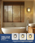 FEMILA 11" Oval Bulkhead Exterior Wall Sconce, Modern Outdoor Wall Lantern, Aluminum, Ripple Glass, IP44, E26, Front Porch Light for Patio/Garage/Entry, 4FYX104FL BK SW