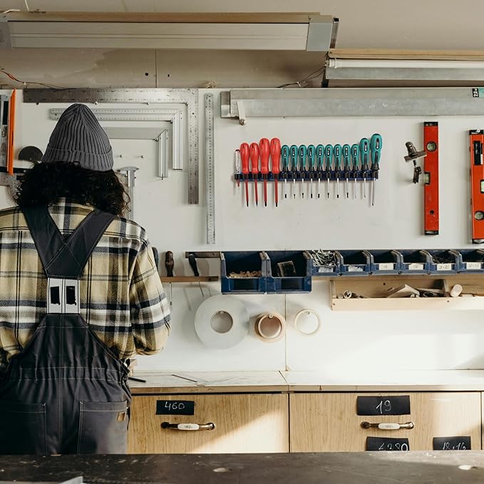 Magnetic Screwdriver Organizer, Aluminum Alloy Rail Tool Holder, Fits Up to 16 Screwdrivers (Blue)