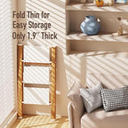 3 Step Lightweight Aluminum Folding Ladder, Portable Step Stool with Wide Anti-Slip Pedals, 330 lbs Capacity for Home,Cleaning Tasks（White&Woodgrain）