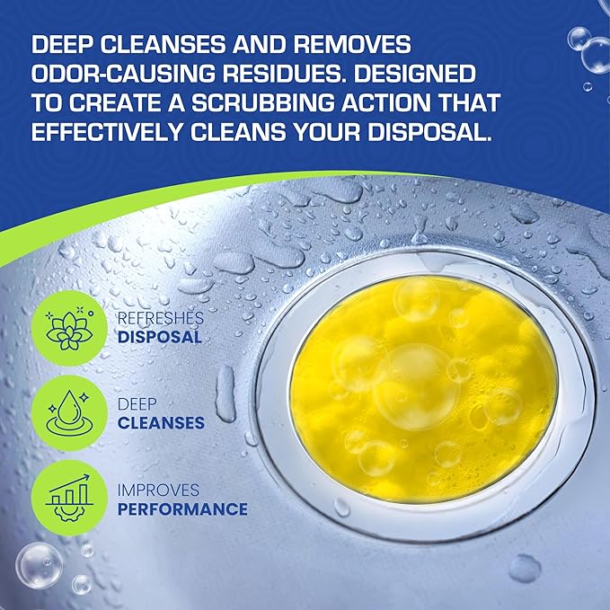 True Fresh Garbage Disposal Cleaner – 24-Pack Foaming Sink and Drain Deodorizer Tablets, Powerful Cleaning Solution for Odor Removal and Maintenance – Works with All Disposals