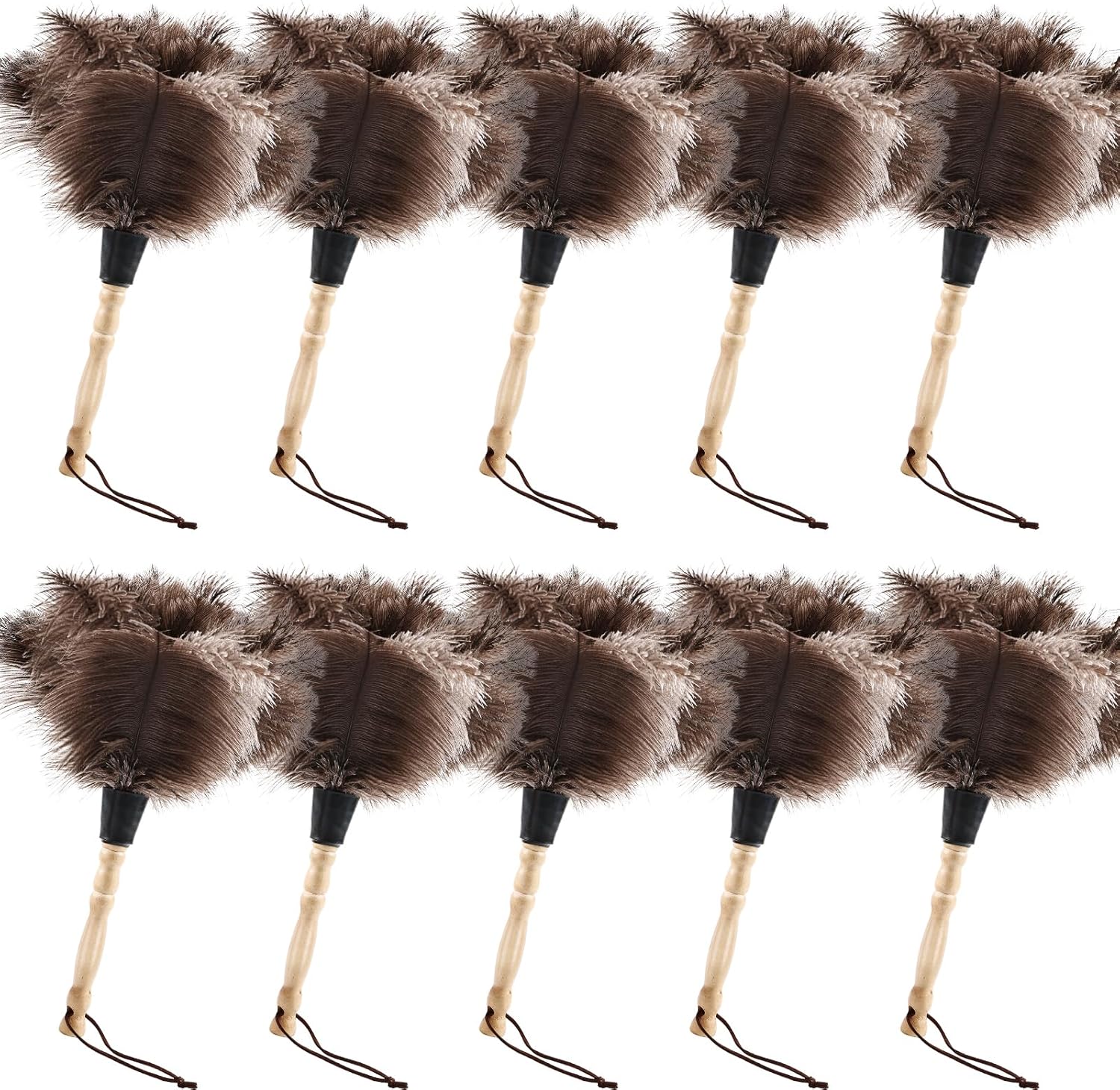 Ostrich Feather Duster 14" Natural Handheld Reusable Feathers Dusters with Wooden Handle for Cleaning Supplies Home Car Office(10PCS)