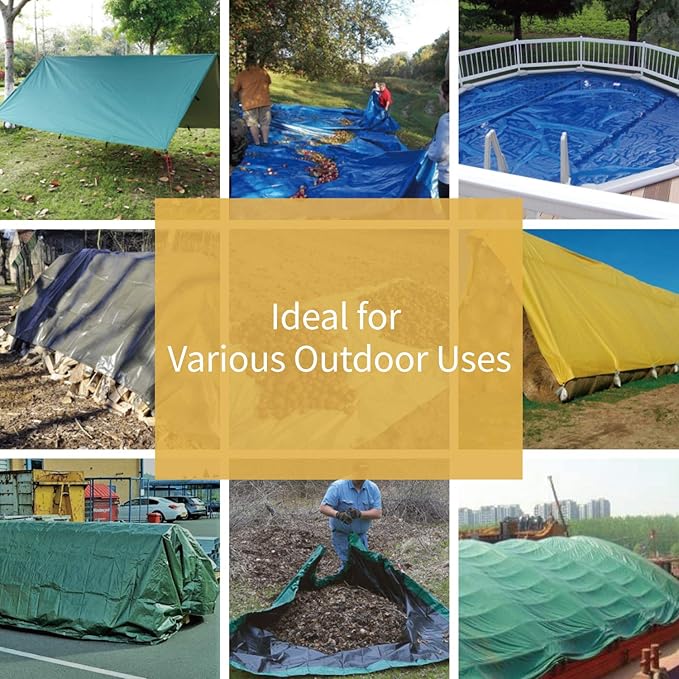 GUARD SHIELD Heavy Duty Tarp 12x20 Feet Green Multi Purpose Thick Waterproof Poly Tarp Cover 10mil