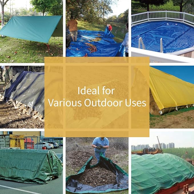 GUARD SHIELD Tarps Heavy Duty Waterproof 10x20 Feet Green Poly Tarp Cover Outdoor Thick UV Resistant Tarpaulin with Grommets 10mil (2-Pack)