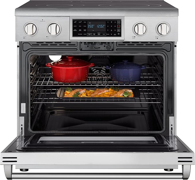 KoolMore KM-TPR-36SS 36 in. Electric Professional Range with Tilt Panel and Digital Controls, Self-Cleaning, 16300W of Power, 240V in Stainless-Steel